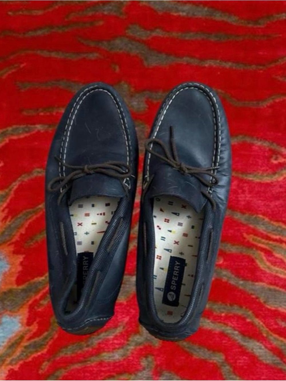 Sperry Men’s Dark Blue Leather Boat Shoes